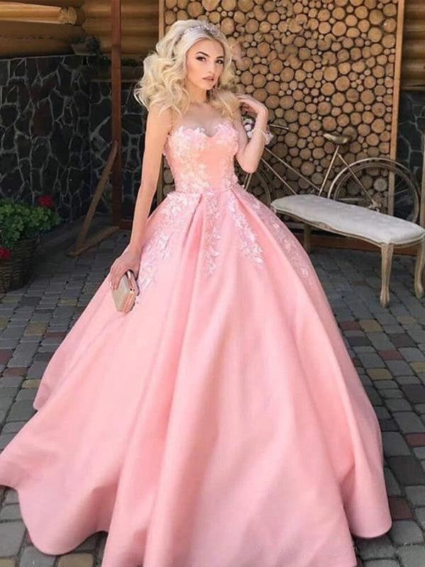 2021 Sweetheart Satin Lace Prom Dresses, A Line Popular Pink Bridal Go Berryera 2021 Sweetheart Satin Lace Prom Dresses, A Line Popular Pink Bridal Go Berryera