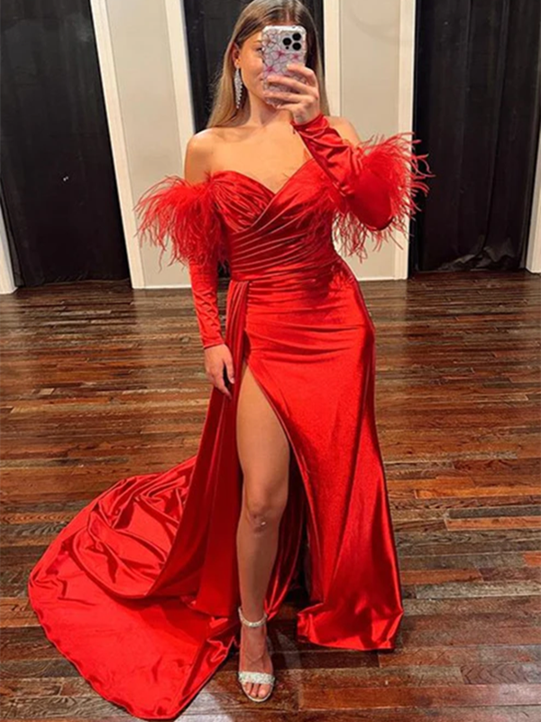 red prom dresses 2023 Strapless Red Color Newest Prom Dresses，2023 Mermaid Long Prom Dresses –  Berryera