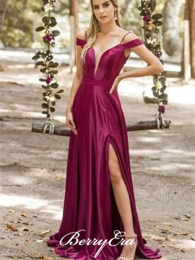 Simple A-line Elastic Satin Long Prom/Bridesmaid Dresses