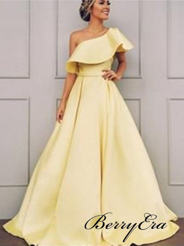 Satin A-line Modest Prom Dresses, Trendy New Prom Dresses Long