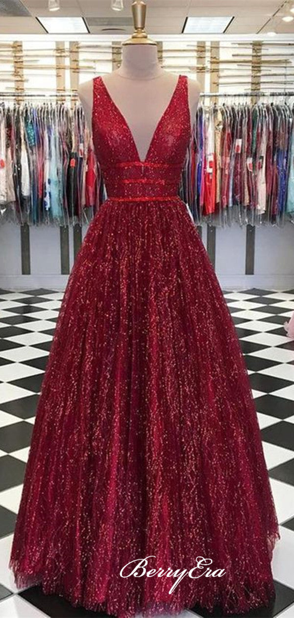 Color A-line Long Prom Dresses 2019, Elegant Evening Gowns