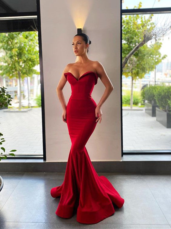 Sweetheart Long Mermaid Red Prom Dresses, Fitted 2021 Prom Dresses, Ne Berryera Sweetheart Long Mermaid Red Prom Dresses, Fitted 2021 Prom Dresses, Ne Berryera