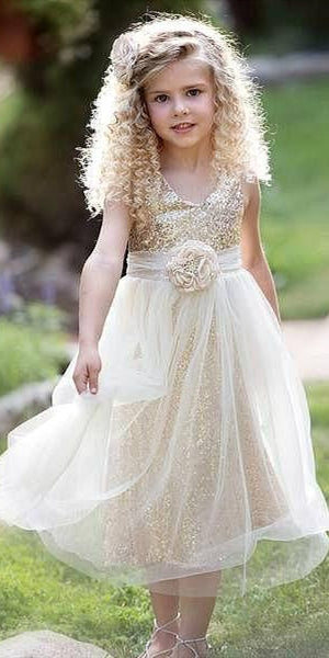 Sequin Tulle Flower Girl Dresses, Popular Flower Girl Dresses, Littel Girl Dresses