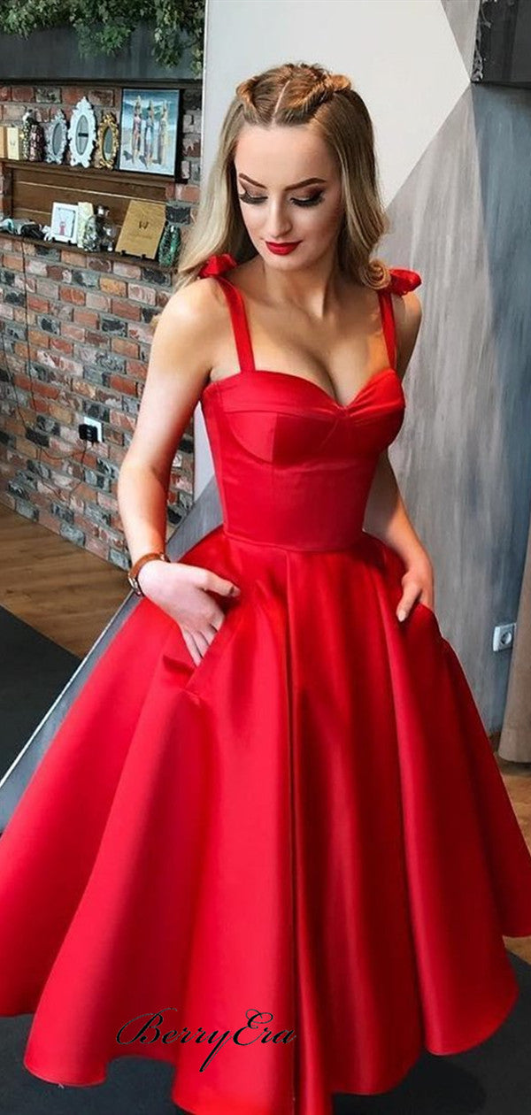 Red Color Homecoming Dresses, Popular A-line Short Prom Dresses