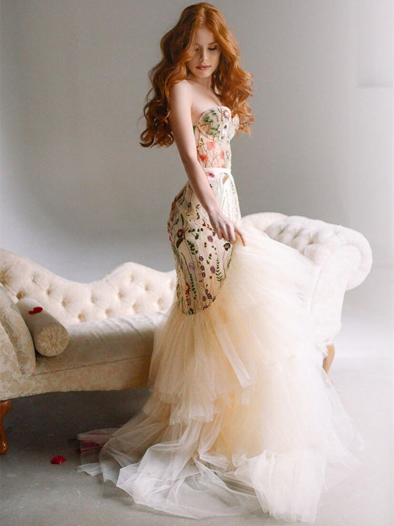 Sweetheart Floral Lace Wedding Dresses, Mermaid Wedding Dresses, Prom Berryera Sweetheart Floral Lace Wedding Dresses, Mermaid Wedding Dresses, Prom Berryera