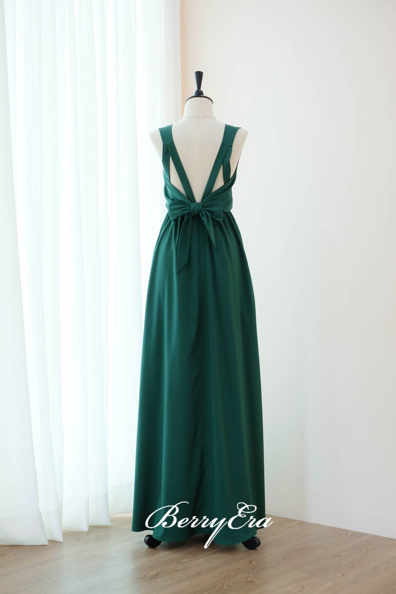 Sleeveless Emerald Green A-line Bridesmaid Dresses