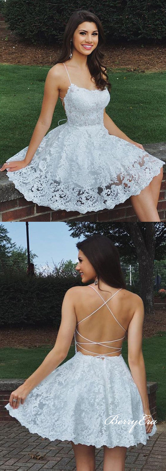 Lovely Lace Short Prom Dresses, Lace Homecoming Dresses, Homecoming Dresses