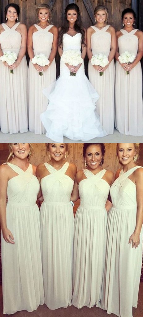 Simple Long A-line Chiffon Bridesmaid Dresses