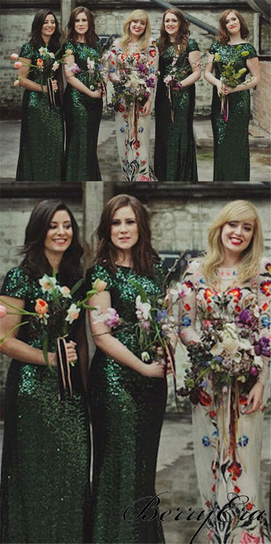 Emerald Green Sequin Bridesmaid Dresses, Cap Sleeve Bridesmaid Dresses Berryera Emerald Green Sequin Bridesmaid Dresses, Cap Sleeve Bridesmaid Dresses Berryera