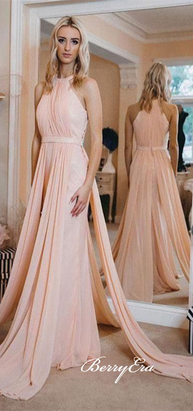 Sleeveless Long Pink Elegant Wedding Guest Dresses, Bridesmaid Dresses
