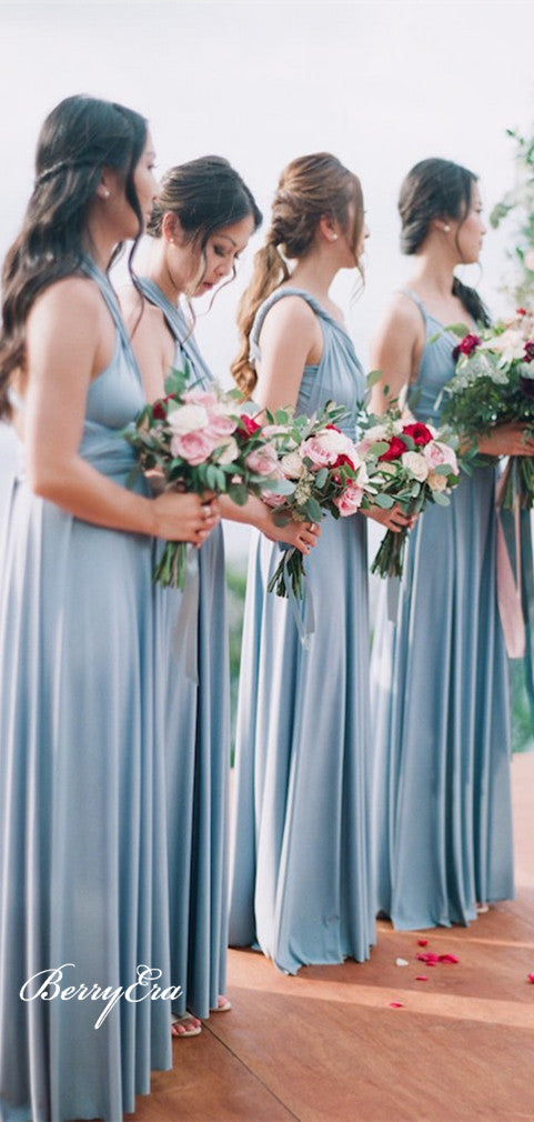 Dusty Blue Jersey Bridesmaid Dresses, Affordable Bridesmaid Dresses, Bridesmaid Dresses