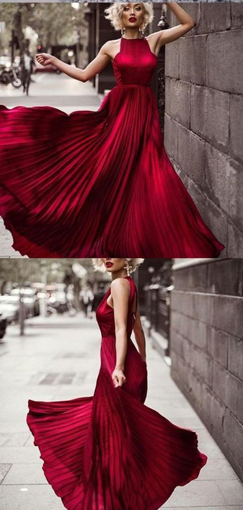 Unique Red Long A-line Cheap Prom Dresses