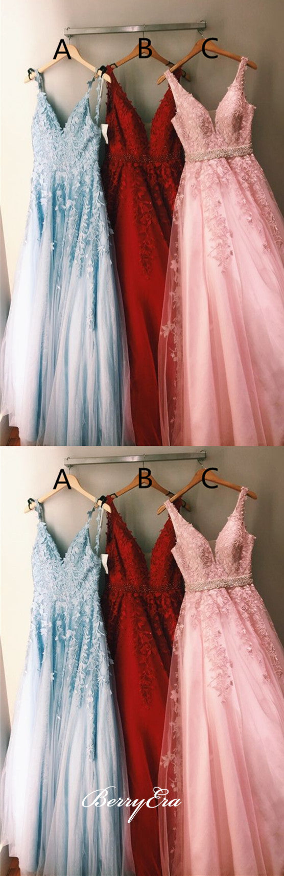 Populae Lace Tulle Prom Dresses, Newest Prom Dresses, 2019 Prom Dresses