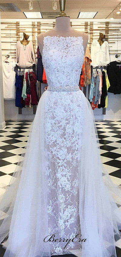 Lace Beaded Long Prom Dresses, 2 Pieces Prom Dresses, Elegant Prom Dresses