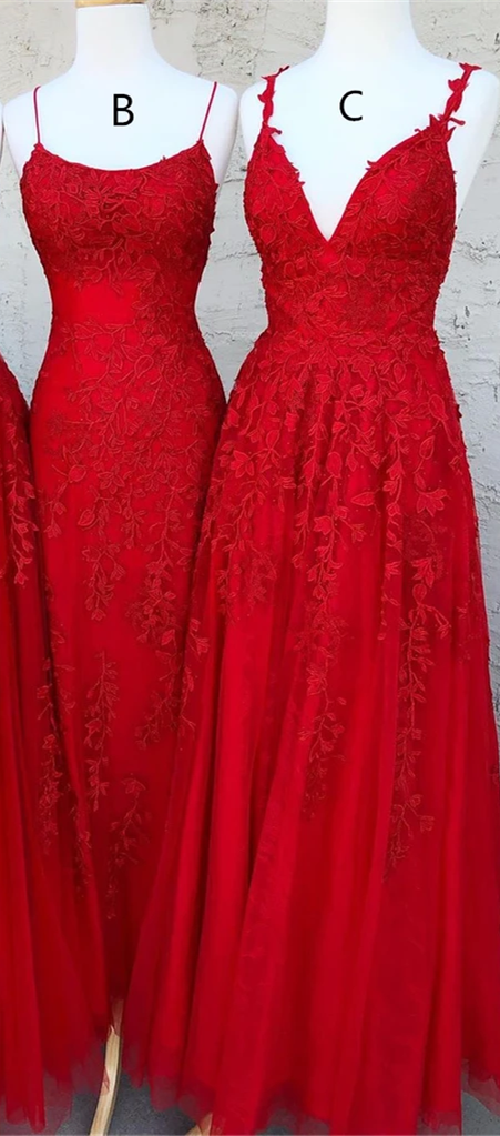 Muti Style Long Red Lace Prom Dresses, Popular Prom Dresses, Lovely Prom Dresses, 2020 Prom Dresses