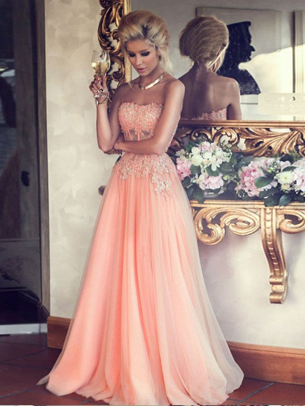 Sweet Pink Color Elegant Prom Dress, Long A-line Prom Dress, Organza Prom Dress