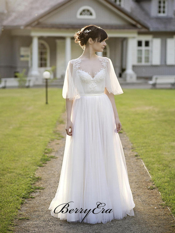 mid length beach wedding dresses Halter Neck Tea Length Chiffon Summer Wedding Dress Destination with Ruffles Bohemian Sexy Simple Casual Elopement