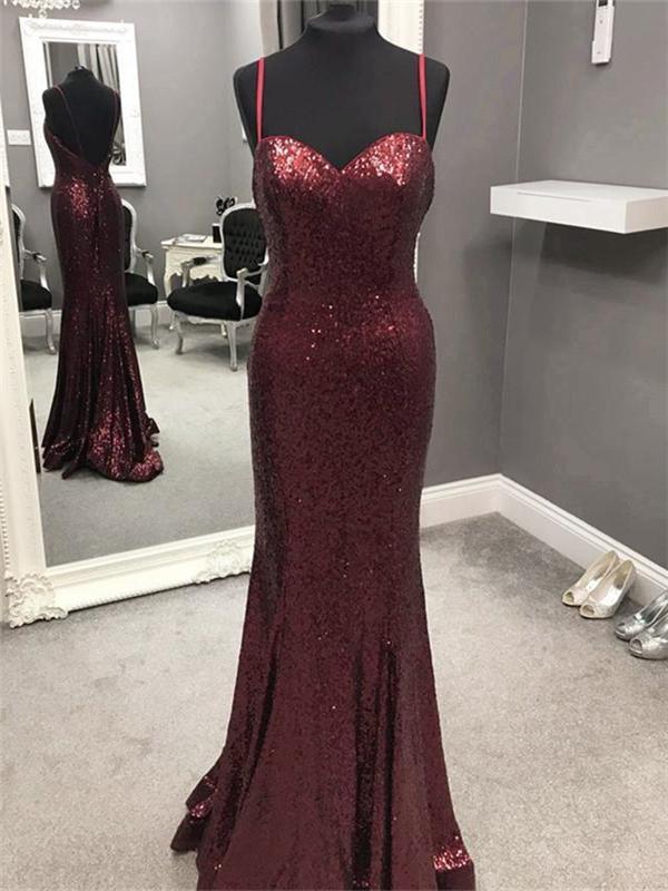 Sexy Long Sequin Mermaid Prom Dresses,Cheap Evening Party Dresses