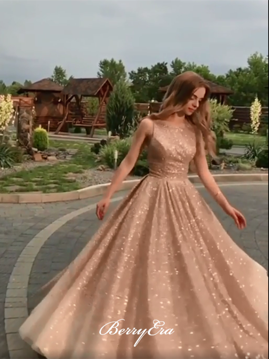 Champagne Gold A-line Shiny Prom Dresses, Lovely Prom Dresses, Prom Dr Berryera Champagne Gold A-line Shiny Prom Dresses, Lovely Prom Dresses, Prom Dr Berryera