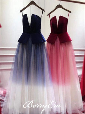 Gradient Long Tulle Prom Dresses, Popular Prom Dresses, New Arrival Prom Dresses