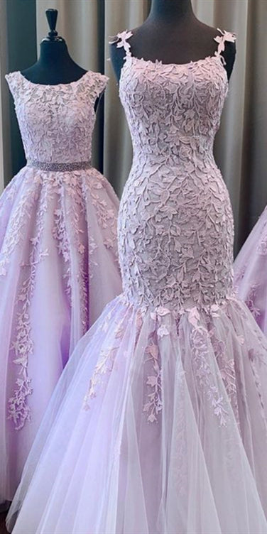 Muti Styles Purple Lace Beaded Prom Dresses, Popular Prom Dresses, Long Prom Dresses
