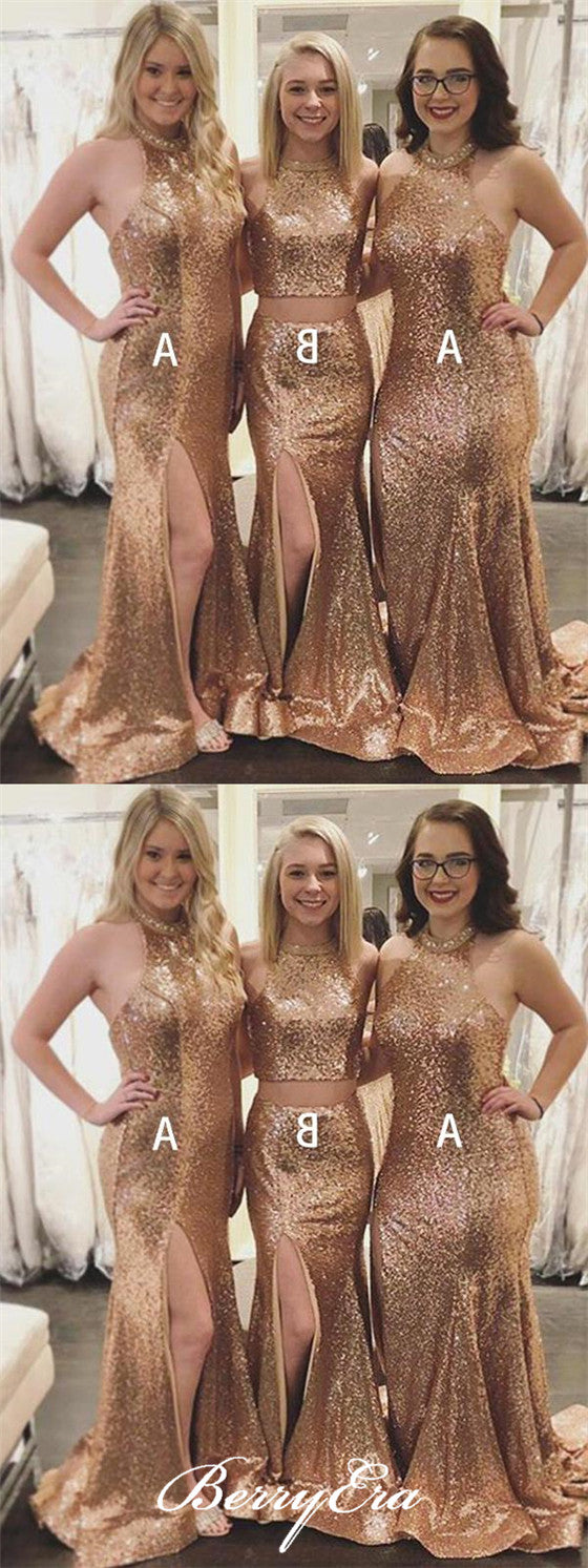 Mismatched Gold Sequin Bridesmaid Dresses, Shiny Bridesmaid Dresses, B Berryera Mismatched Gold Sequin Bridesmaid Dresses, Shiny Bridesmaid Dresses, B Berryera