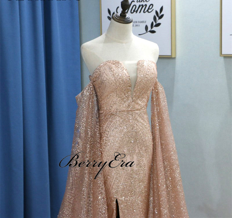 Luxury Sequin Tulle Long Prom Dresses, Formal Evening Dresses