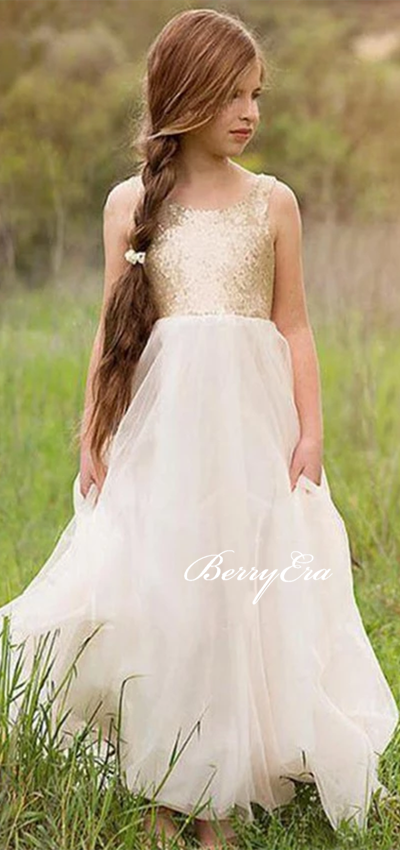Sequin top flower girl dress sales